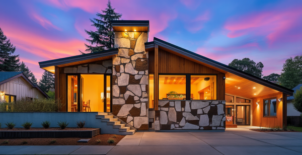 New Mid-Century Modern House Exterior