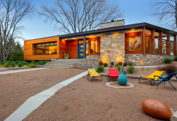 New Mid-Century Modern House Exterior