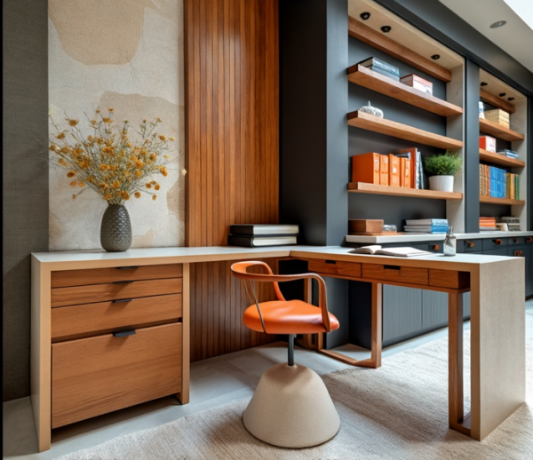 New Mid-Century Modern Home Office